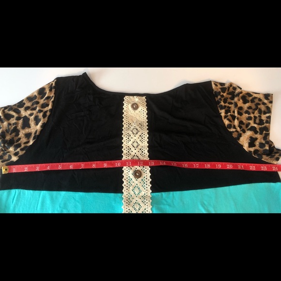 Black & Turquoise Top with leopard accents - 3XL - Picture 6 of 6